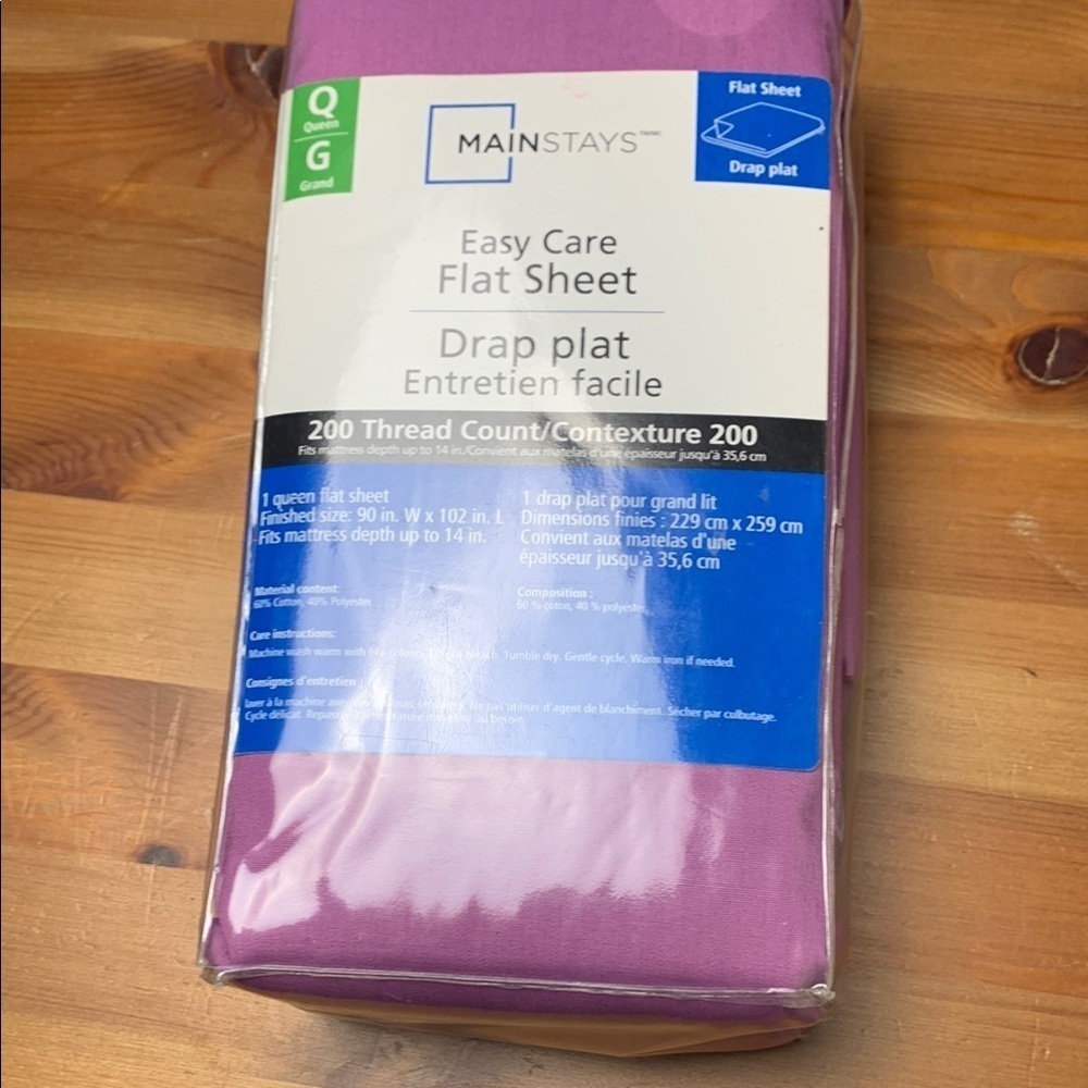 Cotton Polyester Lavender Flat Sheet Twin